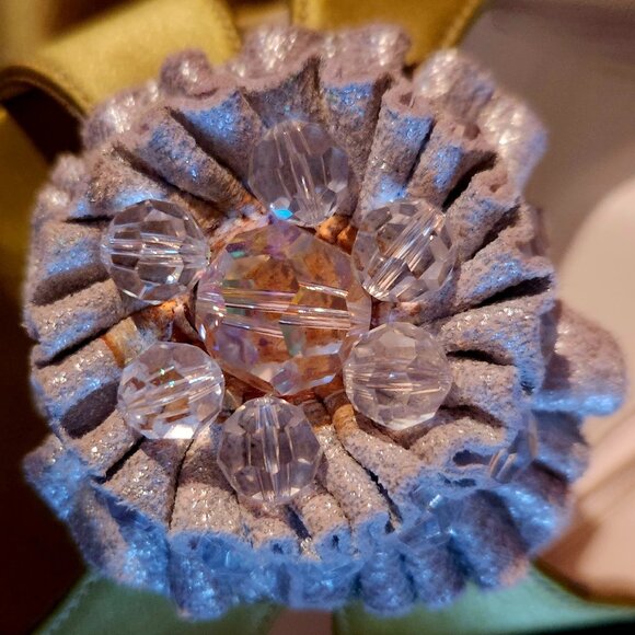 Bonus matching purse! Benjamin Adams satin bling double open toe - Picture 3 of 5